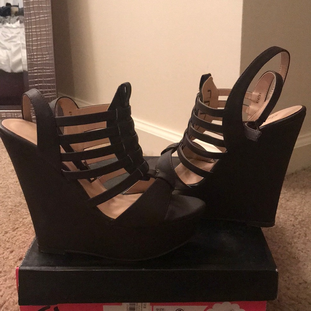Brown wedge heels